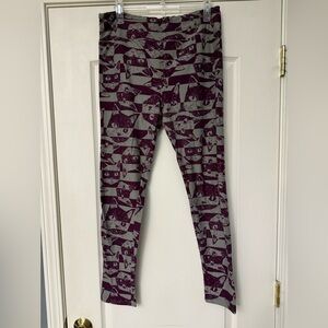 LuLaRoe Adult Leggings with Cat Design - Purple and Gray